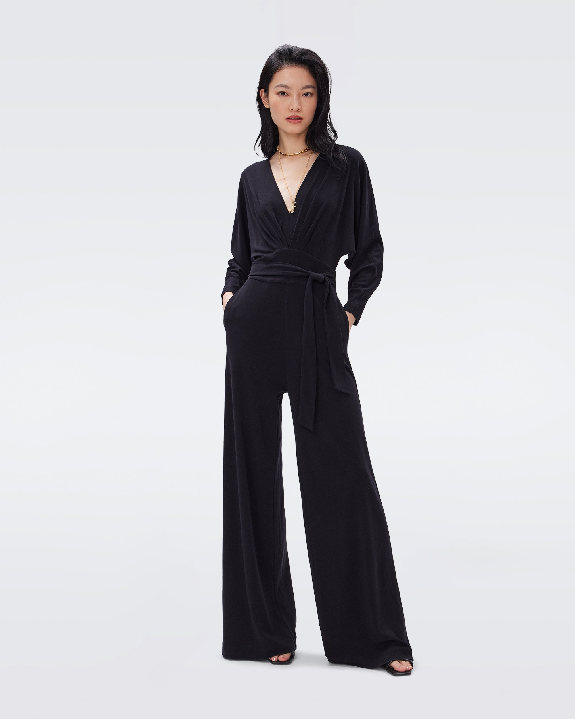 Dvf 2024 black jumpsuit